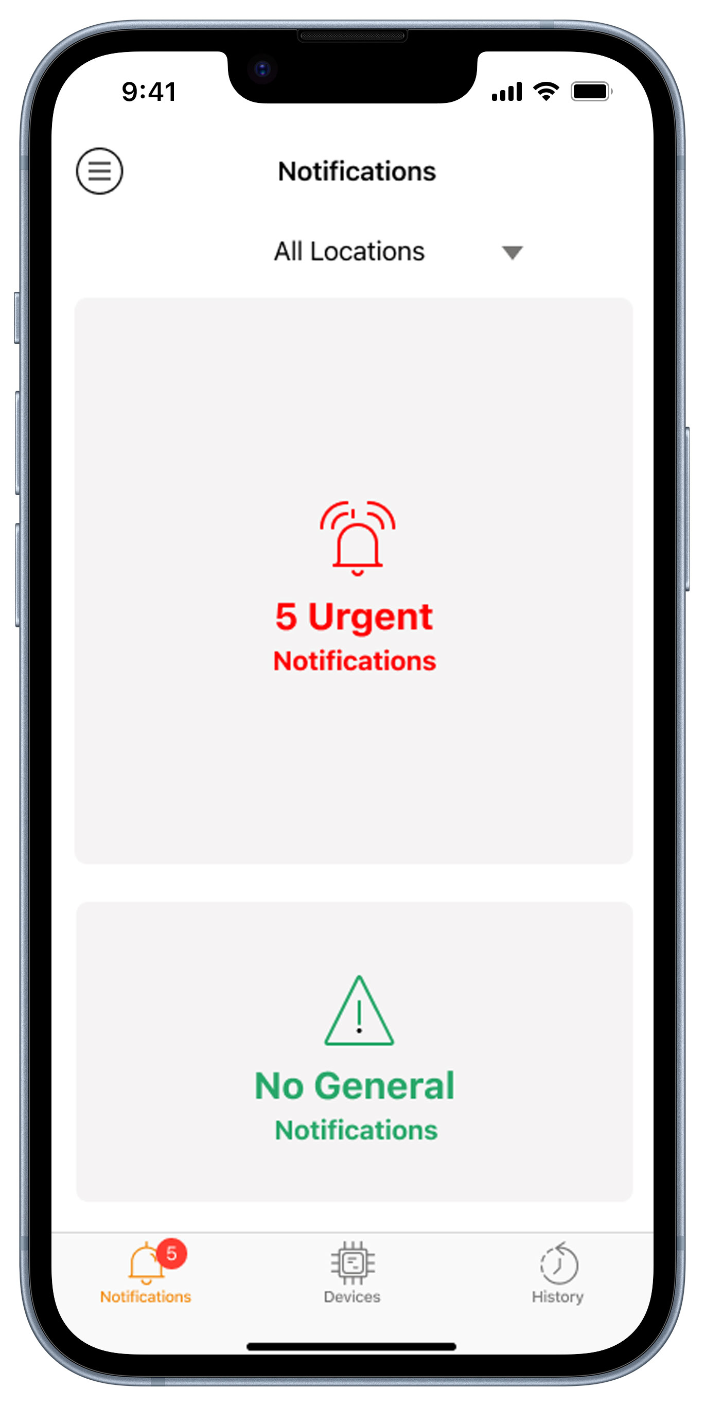 Main Notification Dashboard (Urgent Notifications)
